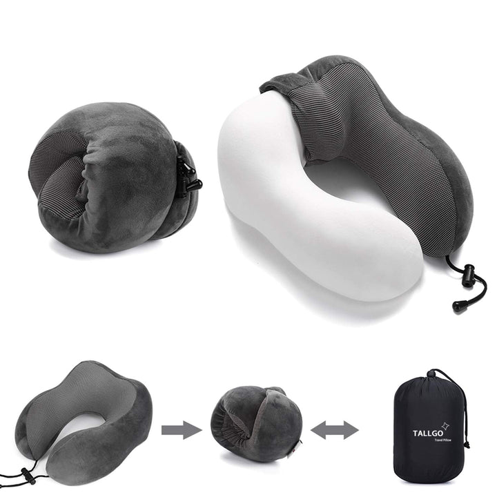 CloudComfort Memory Foam Travel Pillow - Grey - DOKUTRONIX