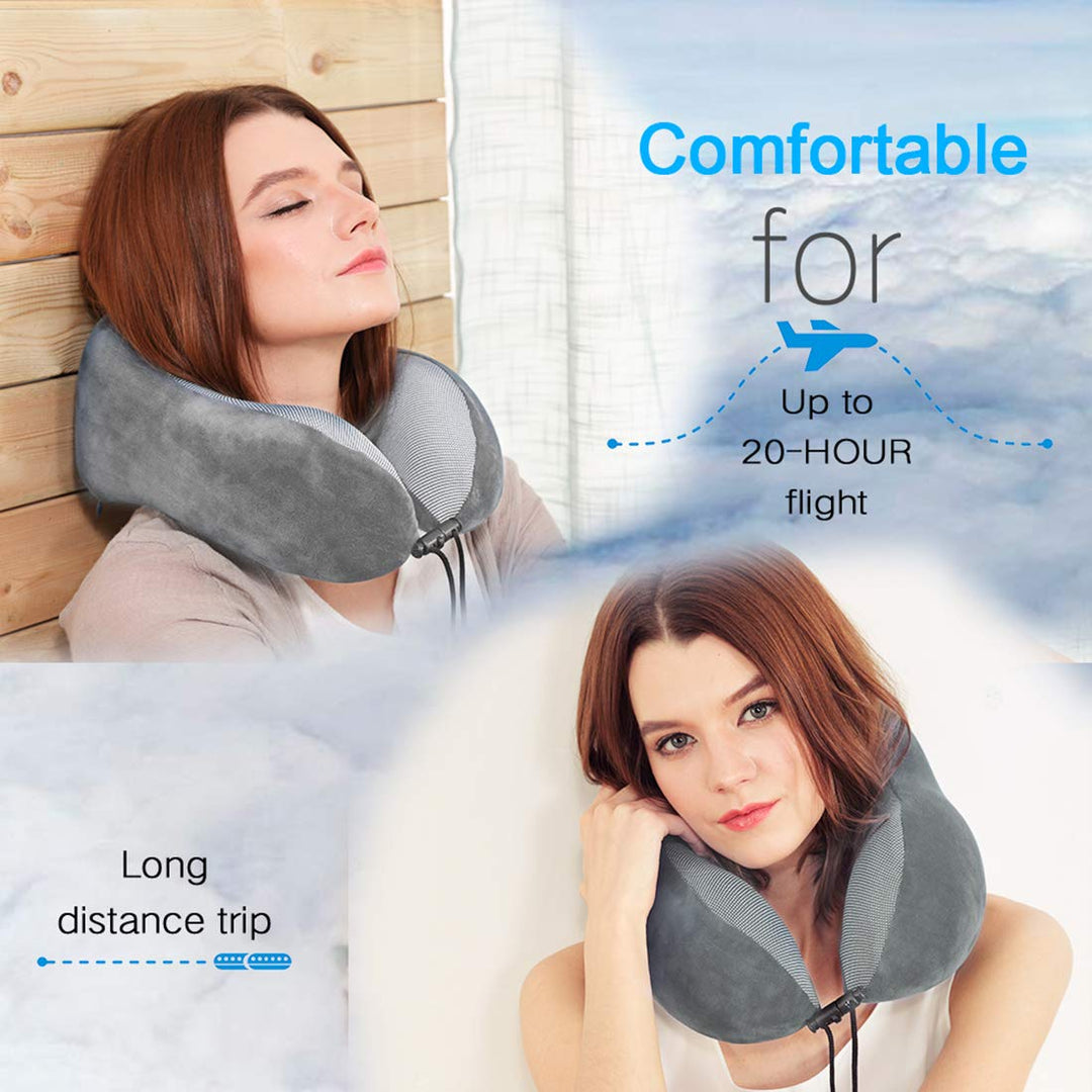 CloudComfort Memory Foam Travel Pillow - Grey - DOKUTRONIX