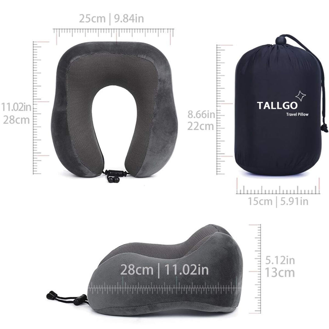 CloudComfort Memory Foam Travel Pillow - Grey - DOKUTRONIX