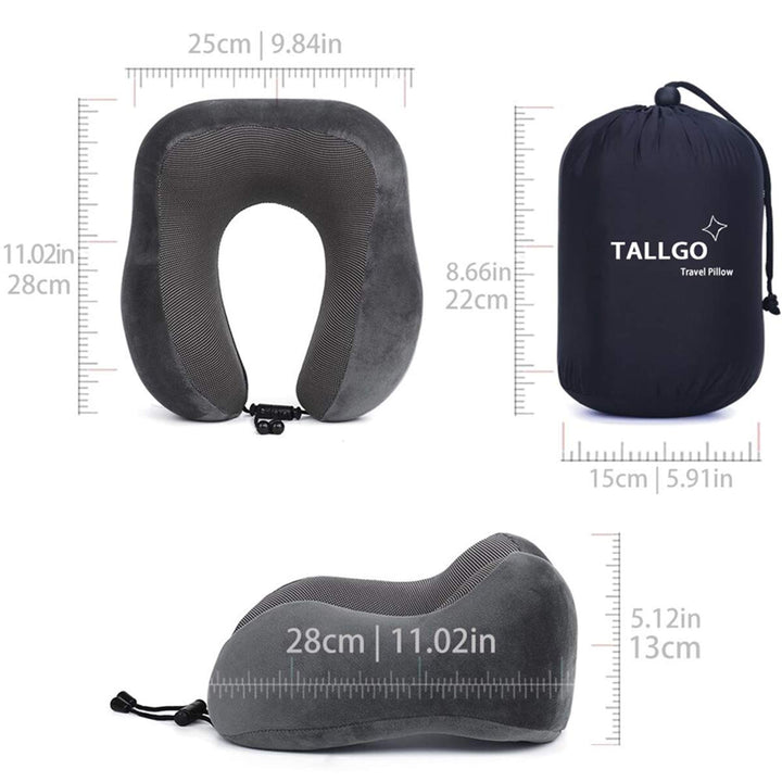 CloudComfort Memory Foam Travel Pillow - Grey - DOKUTRONIX