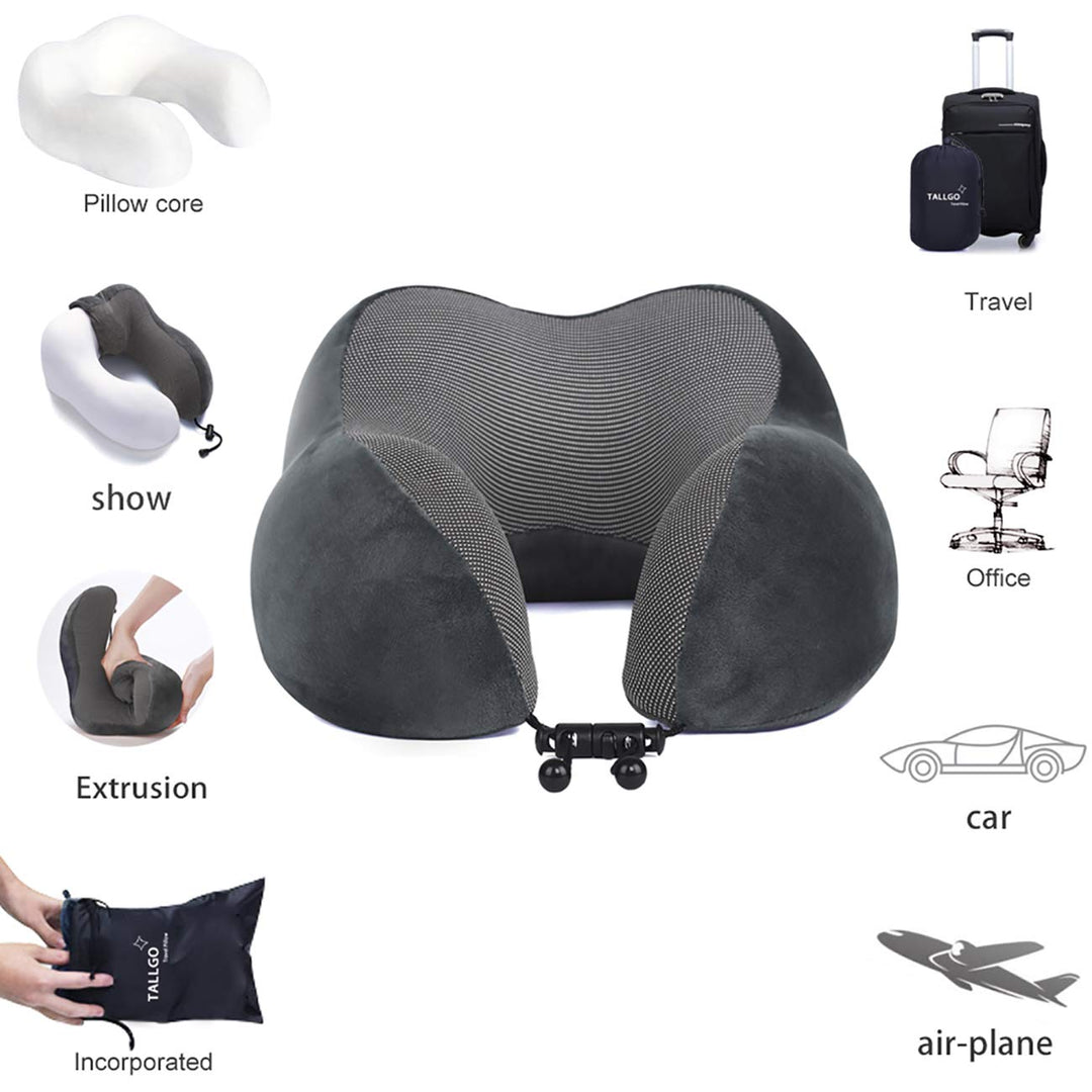 CloudComfort Memory Foam Travel Pillow - Grey - DOKUTRONIX