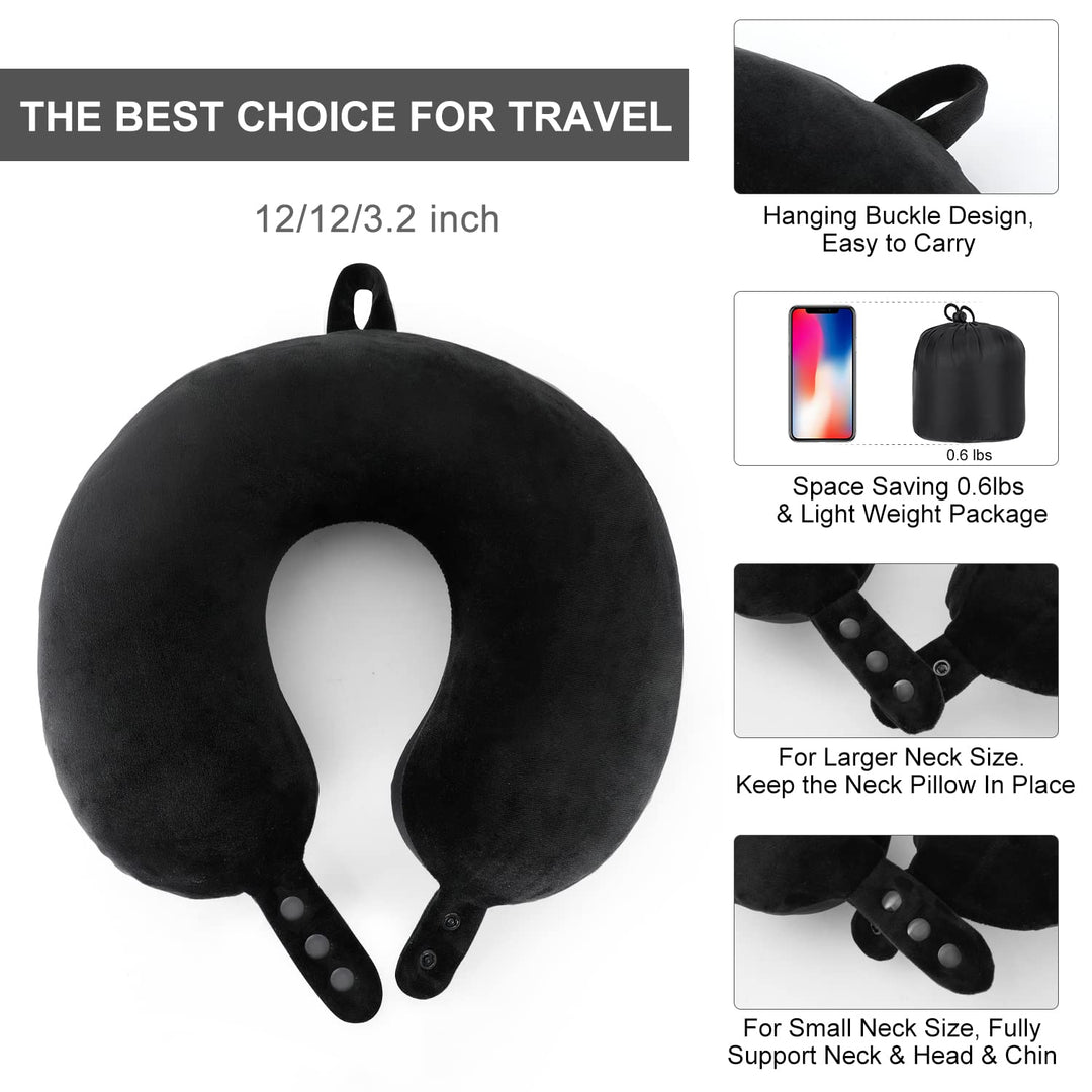CloudComfort Travel Neck Pillow - Soft Support Black - DOKUTRONIX