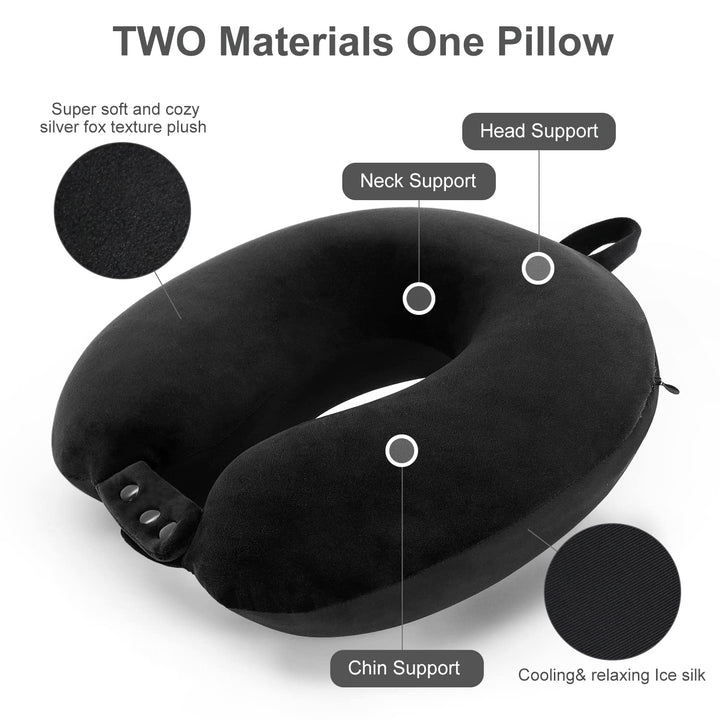 CloudComfort Travel Neck Pillow - Soft Support Black - DOKUTRONIX