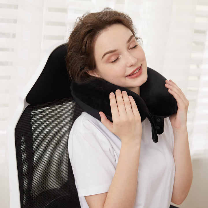 CloudComfort Travel Neck Pillow - Soft Support Black - DOKUTRONIX
