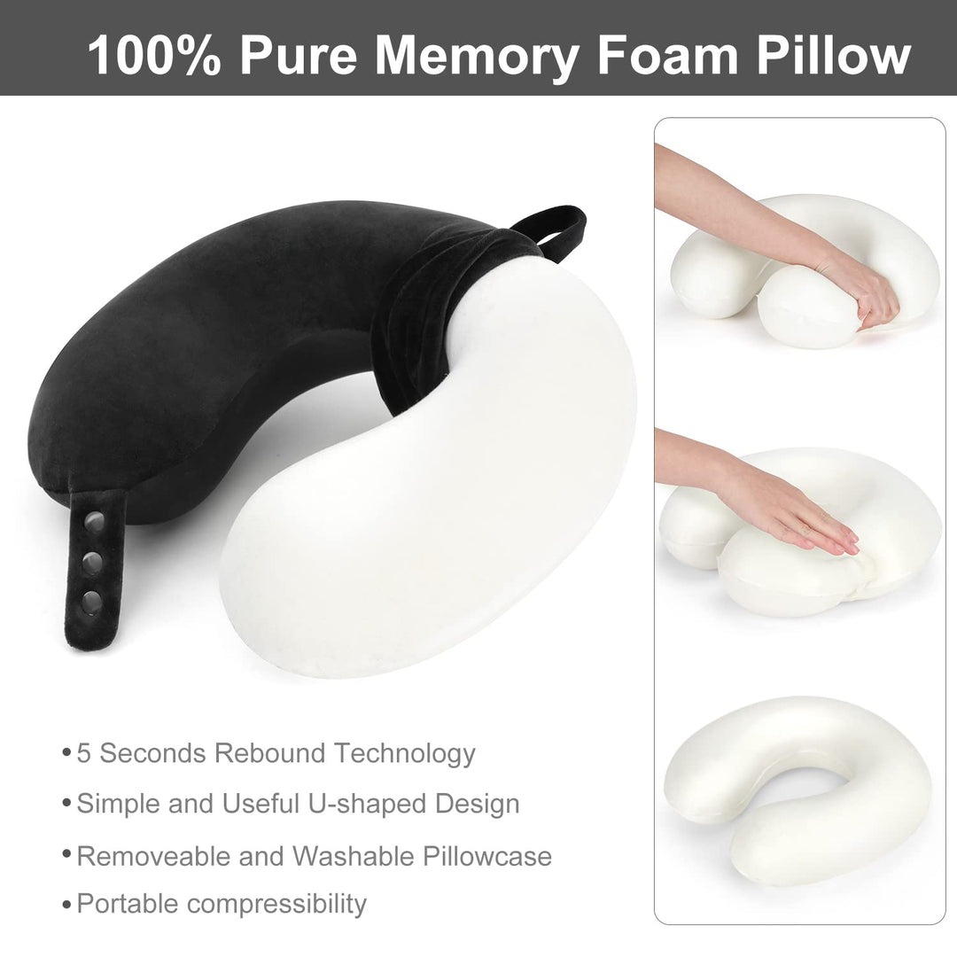 CloudComfort Travel Neck Pillow - Soft Support Black - DOKUTRONIX