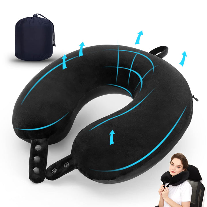 CloudComfort Travel Neck Pillow - Soft Support Black - DOKUTRONIX