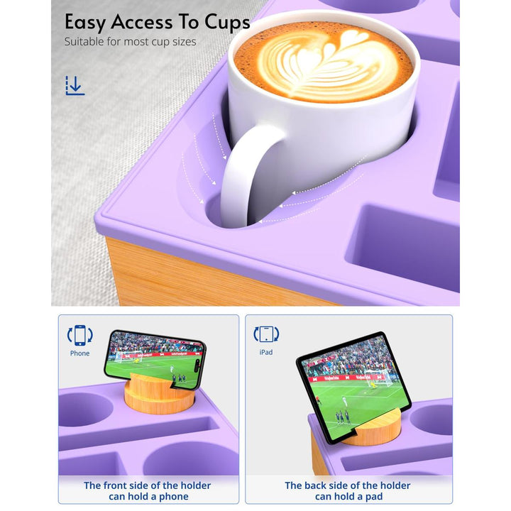 Couch Caddy Tray: Silicone Snack & Drink Holder - DOKUTRONIX