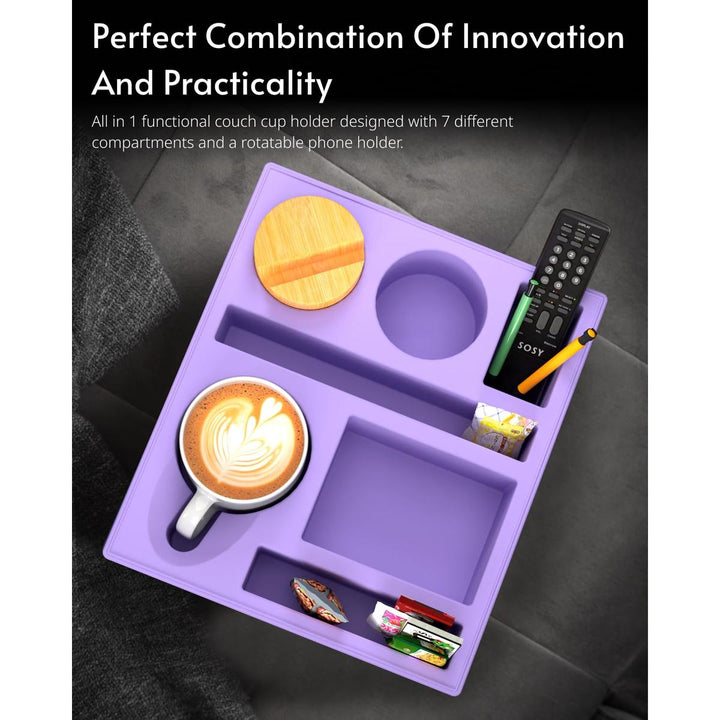 Couch Caddy Tray: Silicone Snack & Drink Holder - DOKUTRONIX