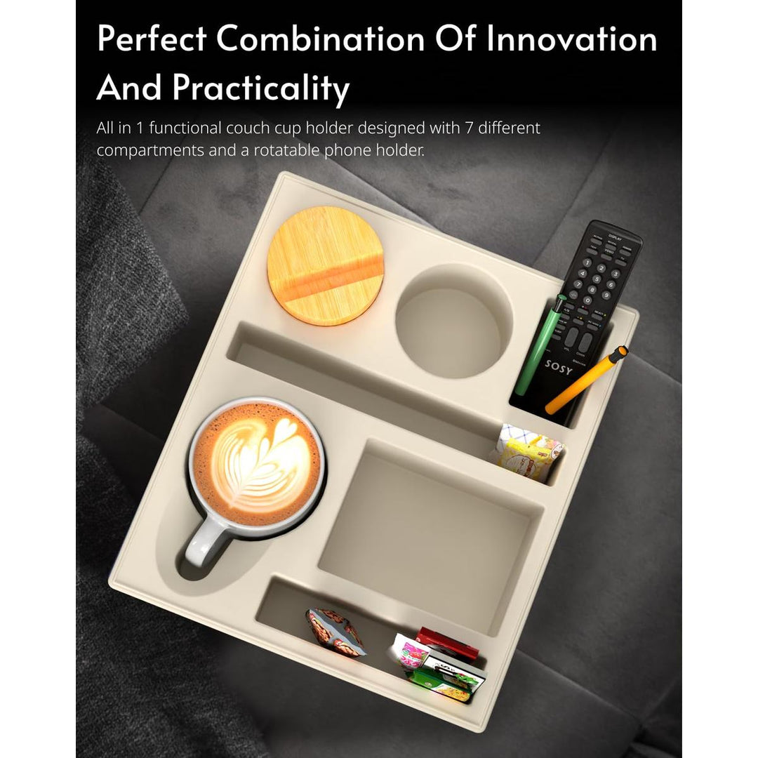 Couch Caddy Tray: Silicone Snack & Drink Holder - DOKUTRONIX