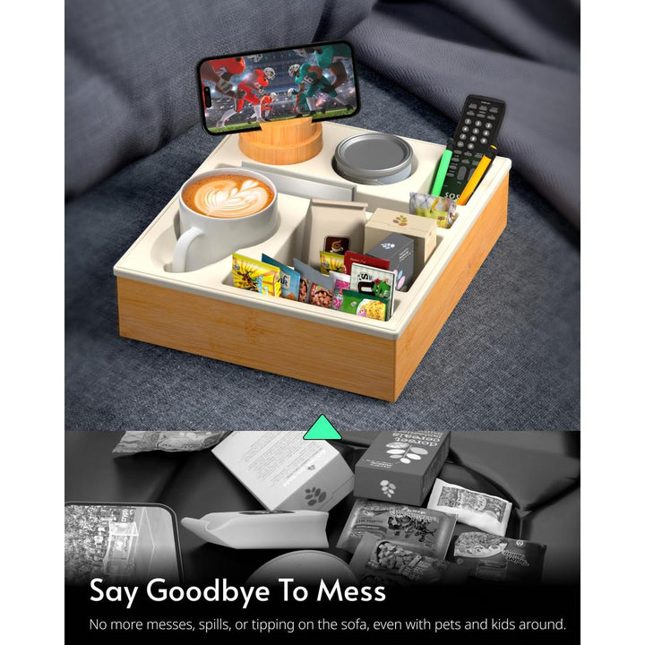 Couch Caddy Tray: Silicone Snack & Drink Holder - DOKUTRONIX