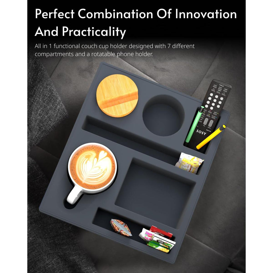 Couch Caddy Tray: Silicone Snack & Drink Holder - DOKUTRONIX