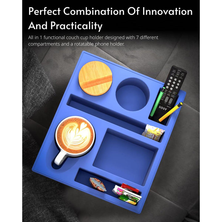 Couch Caddy Tray: Silicone Snack & Drink Holder - DOKUTRONIX