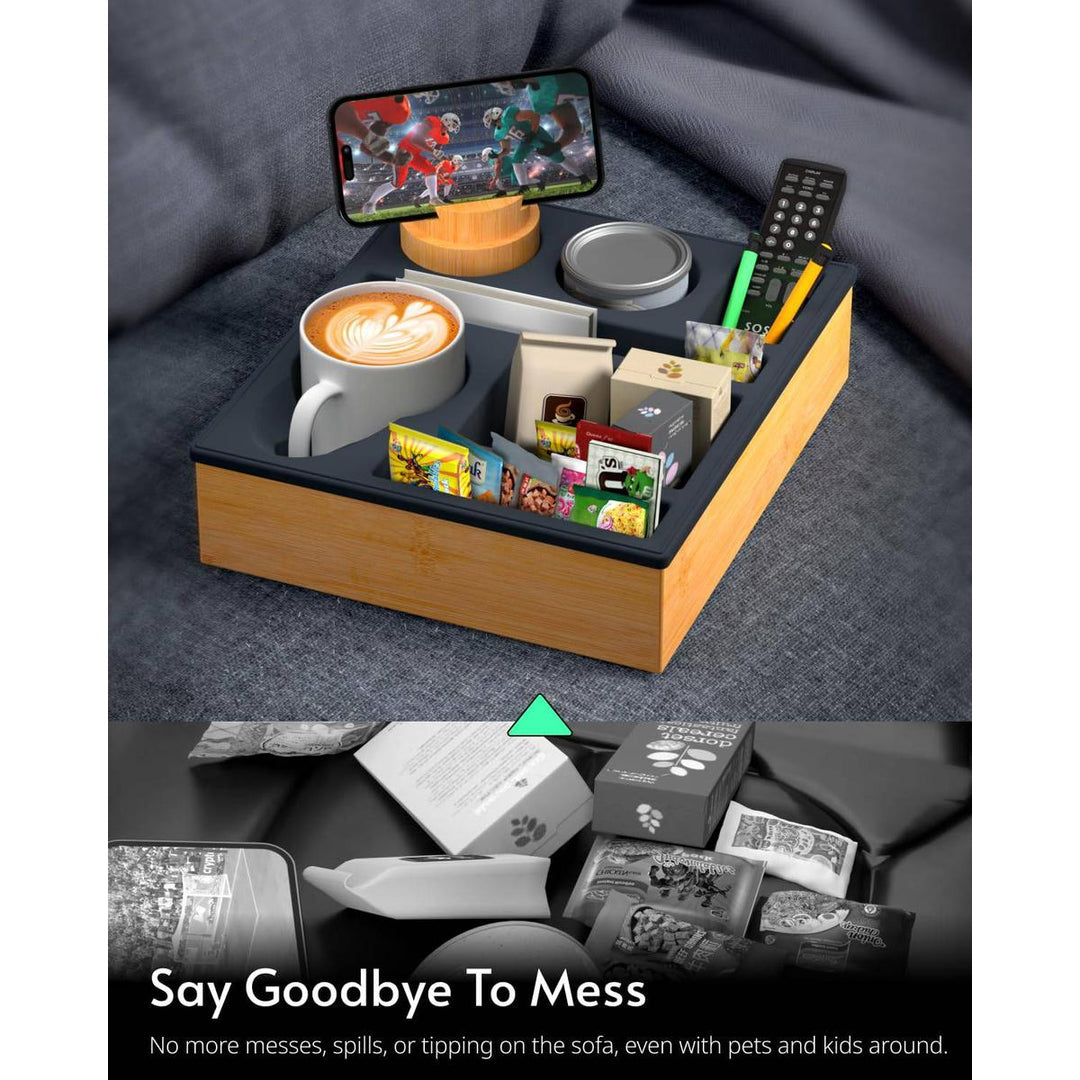 Couch Caddy Tray: Silicone Snack & Drink Holder - DOKUTRONIX