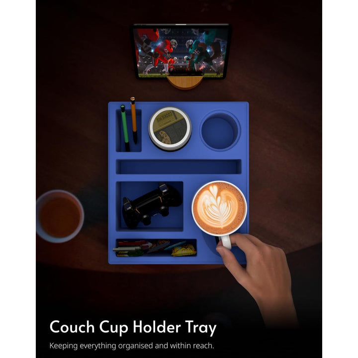 Couch Caddy Tray: Silicone Snack & Drink Holder - DOKUTRONIX