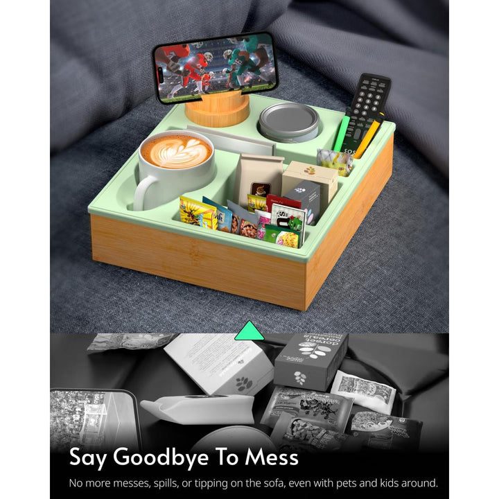 Couch Caddy Tray: Silicone Snack & Drink Holder - DOKUTRONIX