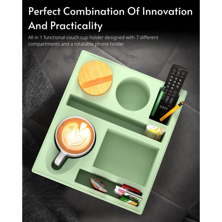 Couch Caddy Tray: Silicone Snack & Drink Holder - DOKUTRONIX