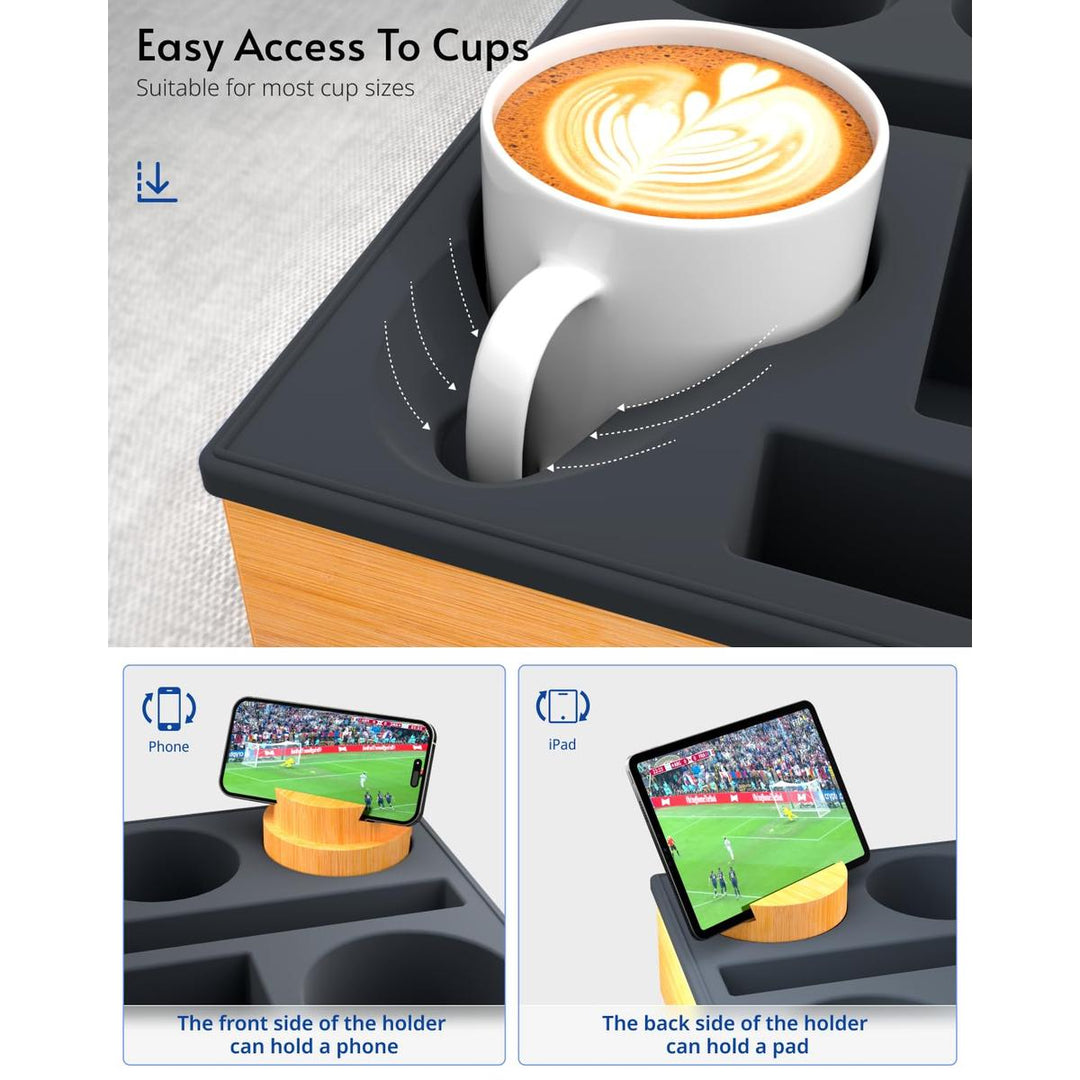 Couch Caddy Tray: Silicone Snack & Drink Holder - DOKUTRONIX