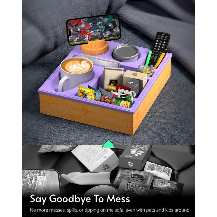 Couch Caddy Tray: Silicone Snack & Drink Holder - DOKUTRONIX