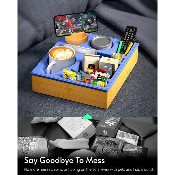 Couch Caddy Tray: Silicone Snack & Drink Holder - DOKUTRONIX