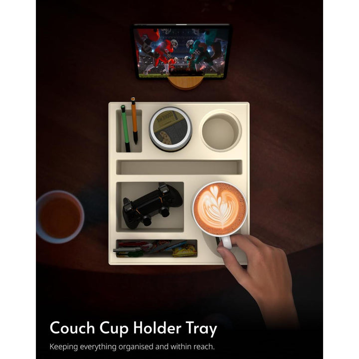 Couch Caddy Tray: Silicone Snack & Drink Holder - DOKUTRONIX
