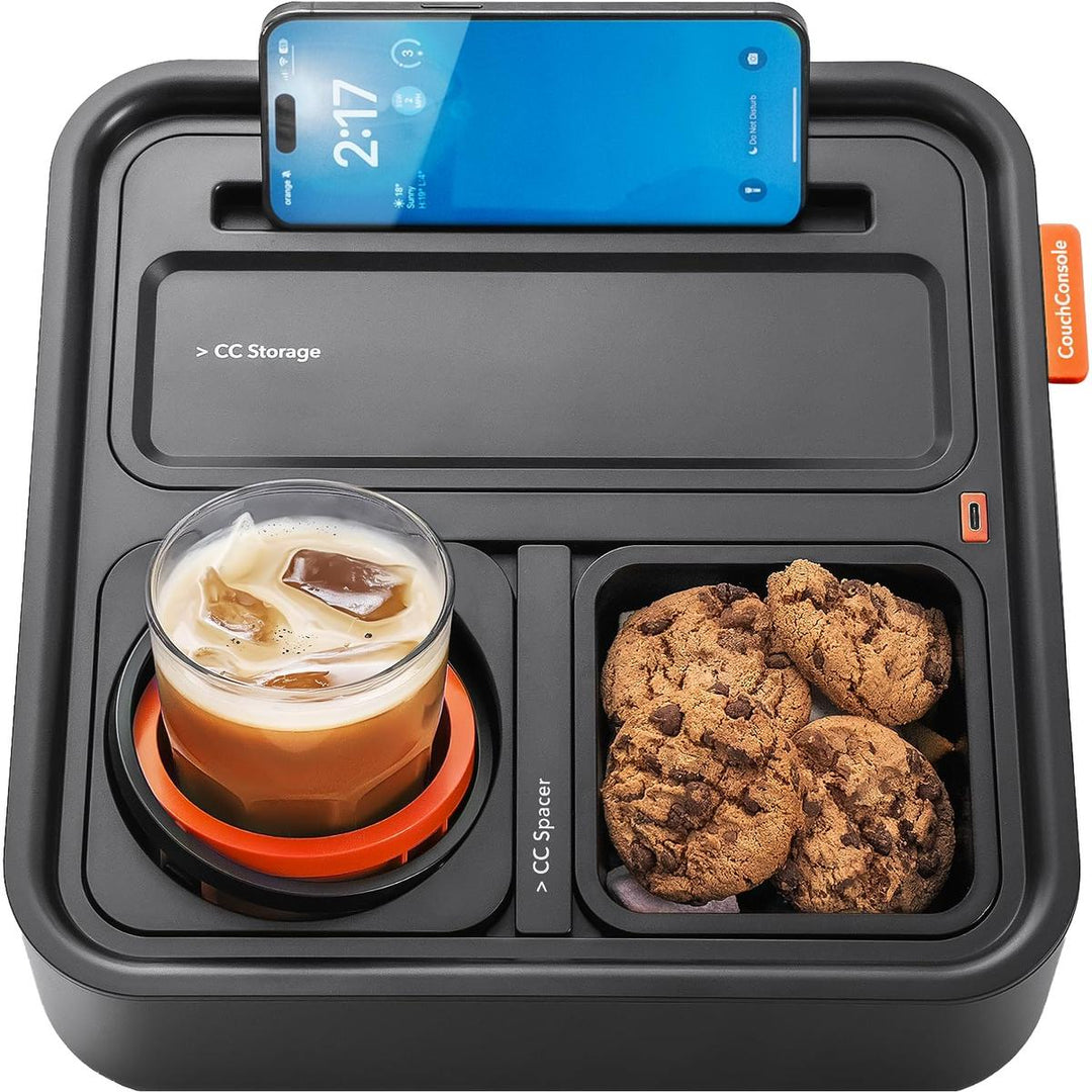 CouchConsole Tray: Sofa Caddy for Snacks & Remotes - DOKUTRONIX