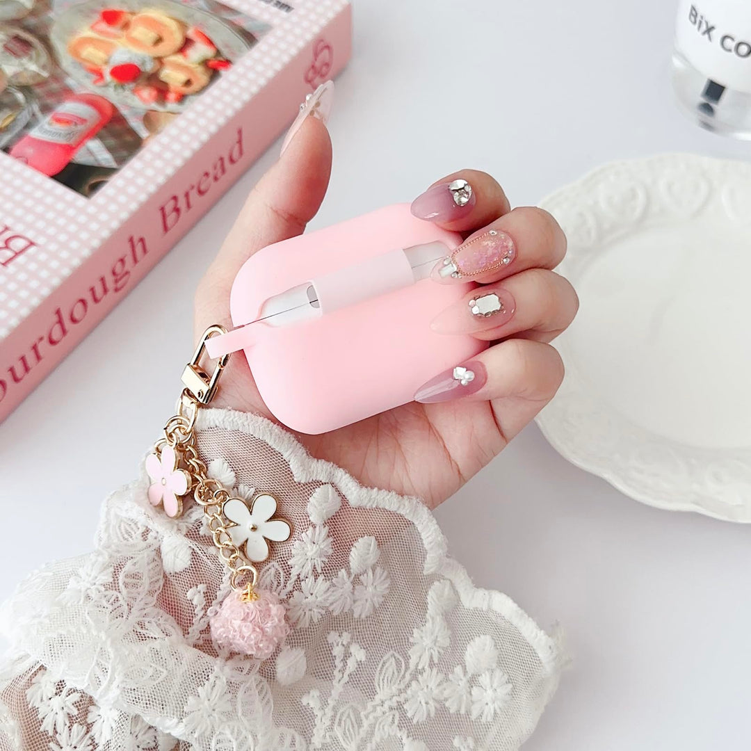 Chic Pink AirPods Pro Case with Pom Pom & Cleaner - DOKUTRONIX