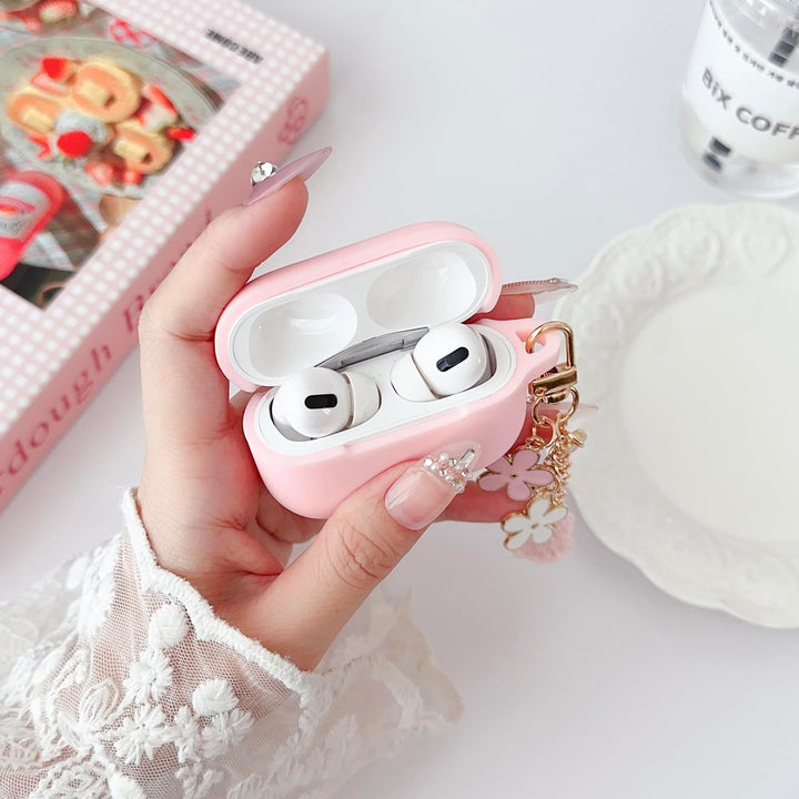 Chic Pink AirPods Pro Case with Pom Pom & Cleaner - DOKUTRONIX
