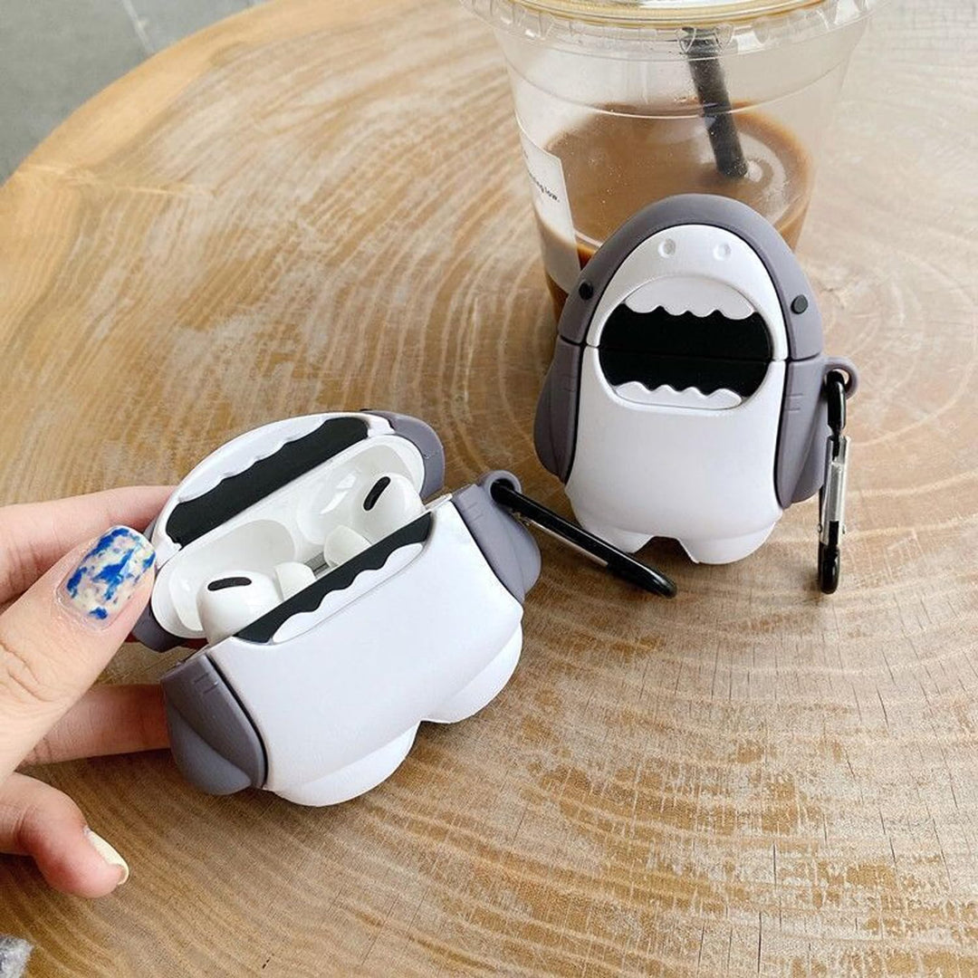 Kawaii Shark AirPods Case with Keychain & Cleaner - DOKUTRONIX