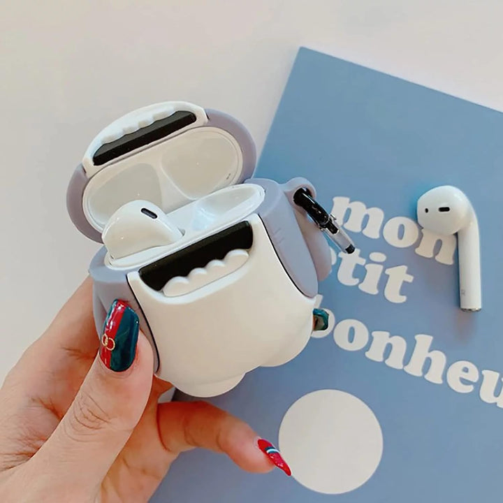 Kawaii Shark AirPods Case with Keychain & Cleaner - DOKUTRONIX