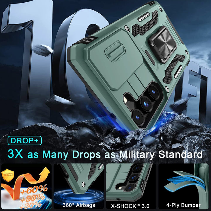 Deerlamn S23 Case: Slide Cover & Kickstand, Olive Green - DOKUTRONIX