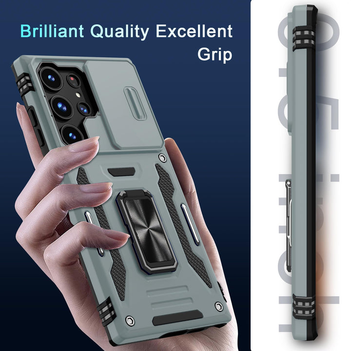 Deerlamn S23 Case: Slide Cover & Kickstand, Olive Green - DOKUTRONIX