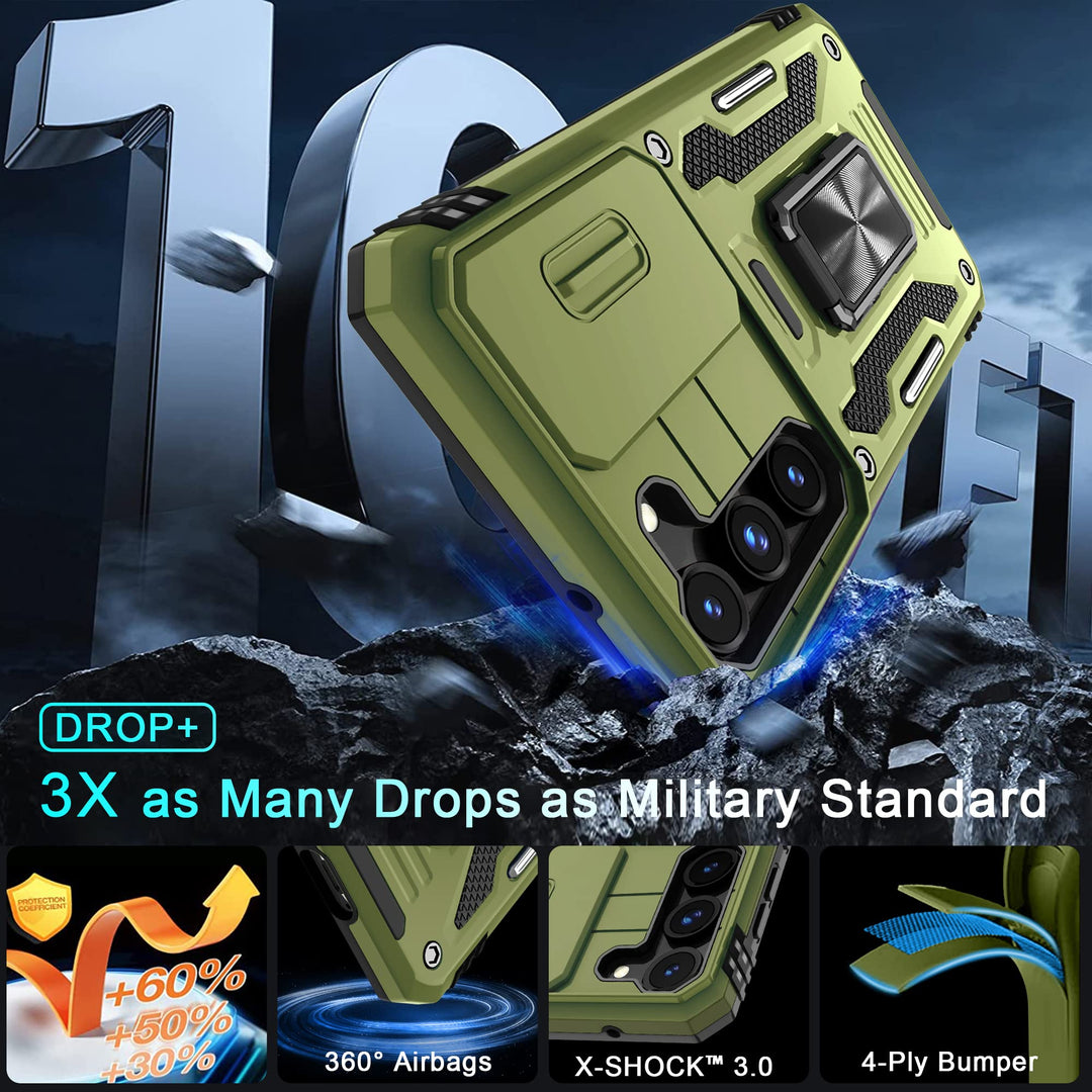 Deerlamn S23 Case: Slide Cover & Kickstand, Olive Green - DOKUTRONIX