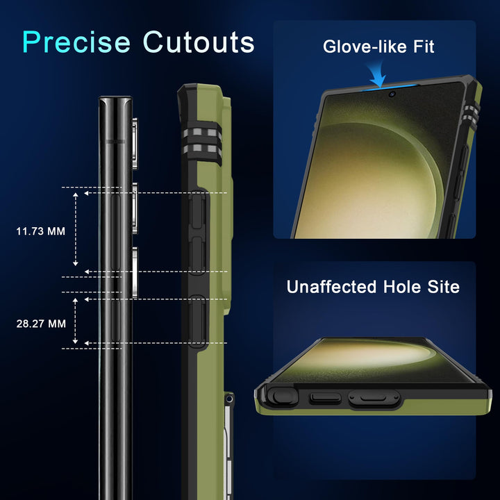 Deerlamn S23 Case: Slide Cover & Kickstand, Olive Green - DOKUTRONIX
