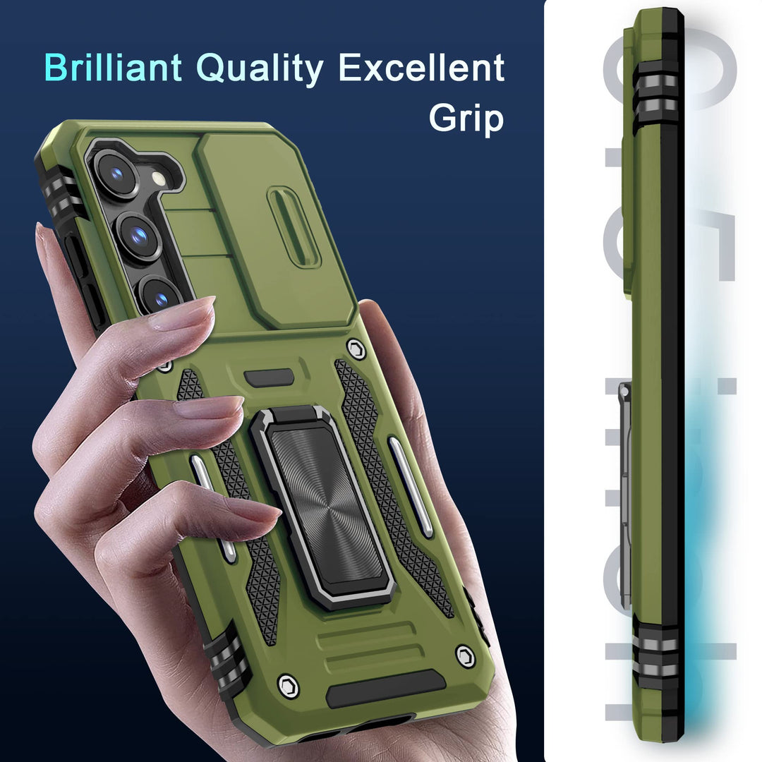 Deerlamn S23 Case: Slide Cover & Kickstand, Olive Green - DOKUTRONIX