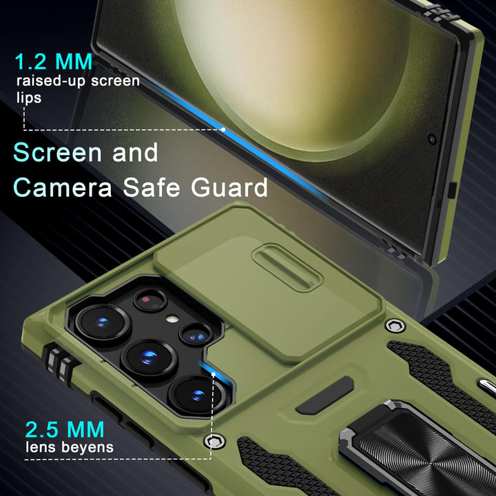 Deerlamn S23 Case: Slide Cover & Kickstand, Olive Green - DOKUTRONIX