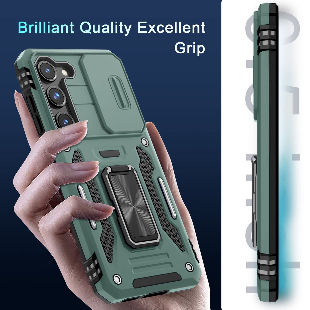 Deerlamn S23 Case: Slide Cover & Kickstand, Olive Green - DOKUTRONIX