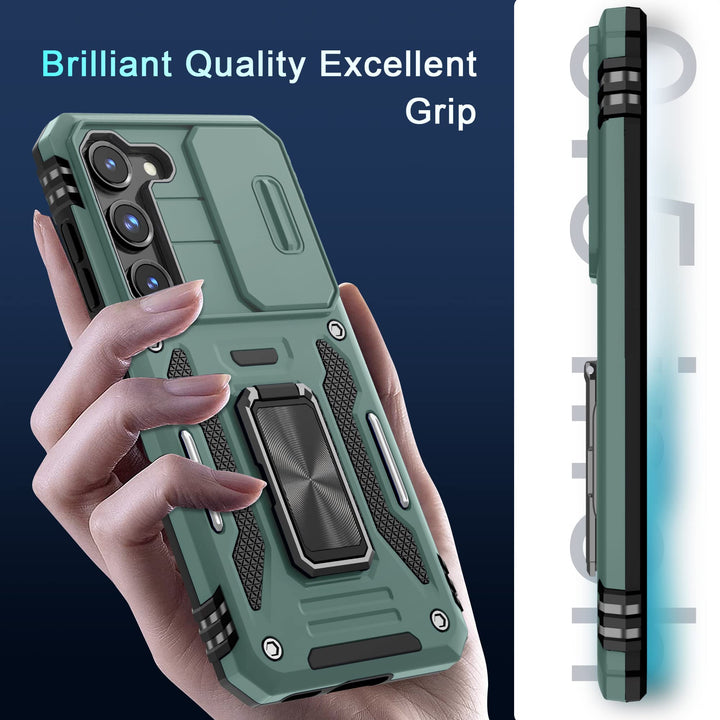 Deerlamn S23 Case: Slide Cover & Kickstand, Olive Green - DOKUTRONIX