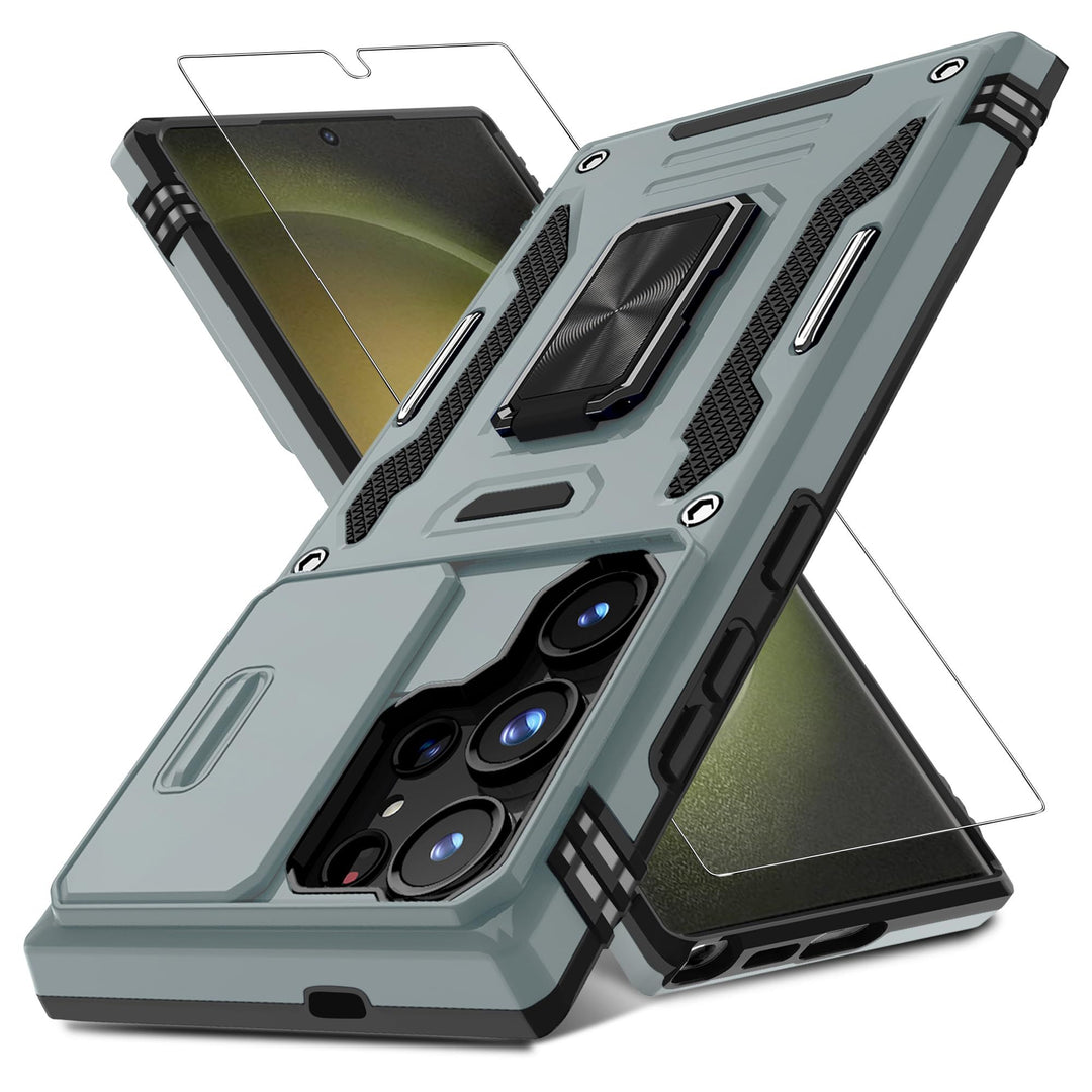 Deerlamn S23 Case: Slide Cover & Kickstand, Olive Green - DOKUTRONIX
