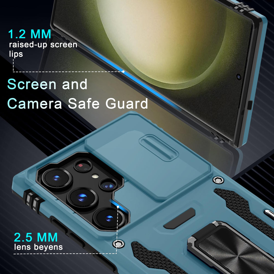 Deerlamn S23 Case: Slide Cover & Kickstand, Olive Green - DOKUTRONIX
