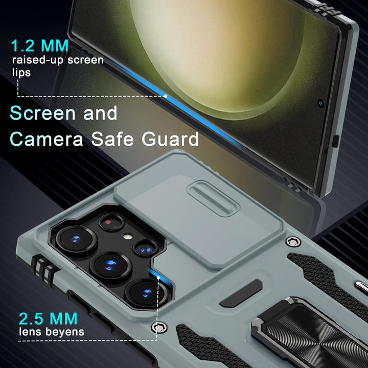Deerlamn S23 Case: Slide Cover & Kickstand, Olive Green - DOKUTRONIX