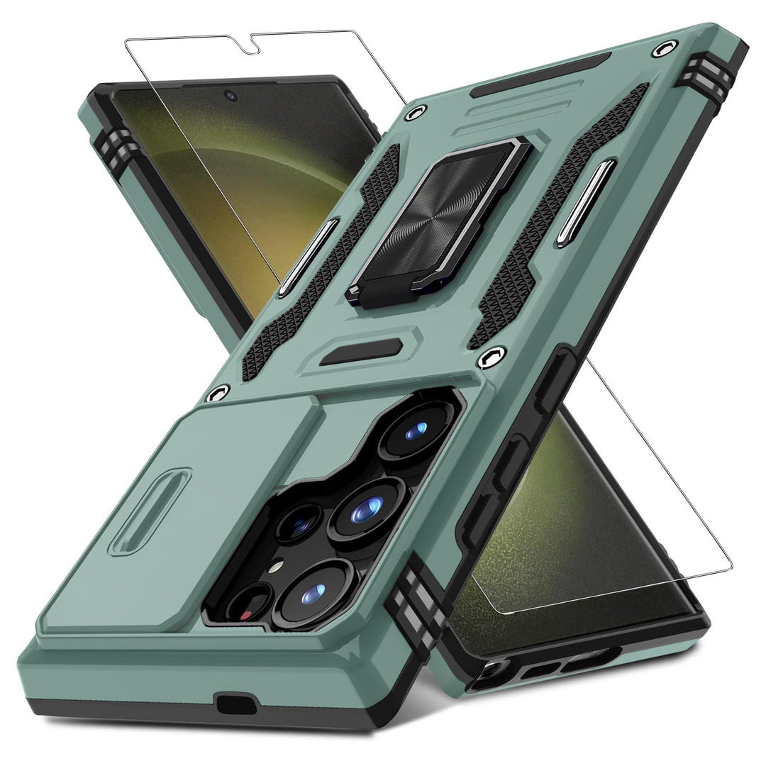 Deerlamn S23 Case: Slide Cover & Kickstand, Olive Green - DOKUTRONIX