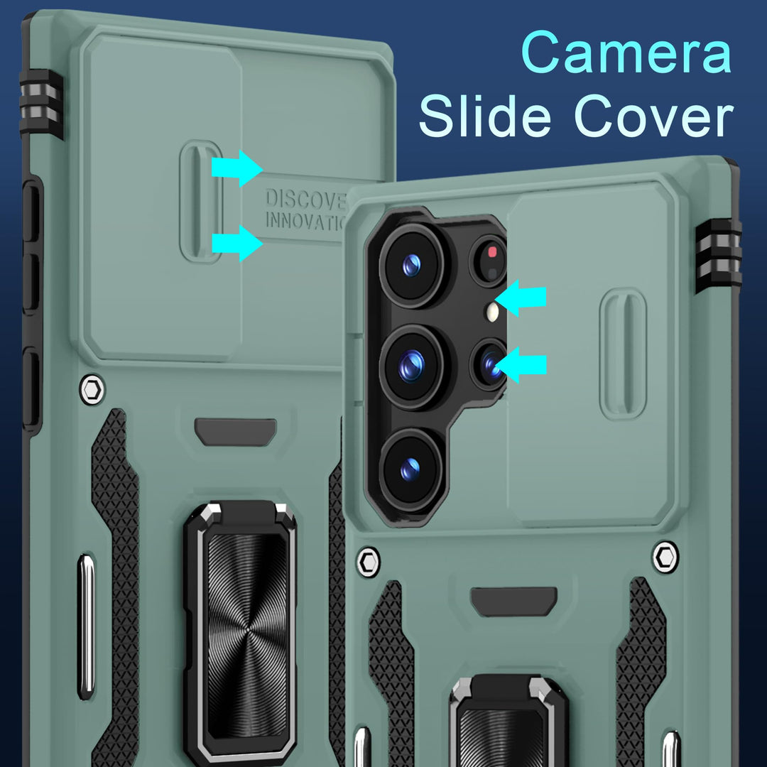 Deerlamn S23 Case: Slide Cover & Kickstand, Olive Green - DOKUTRONIX