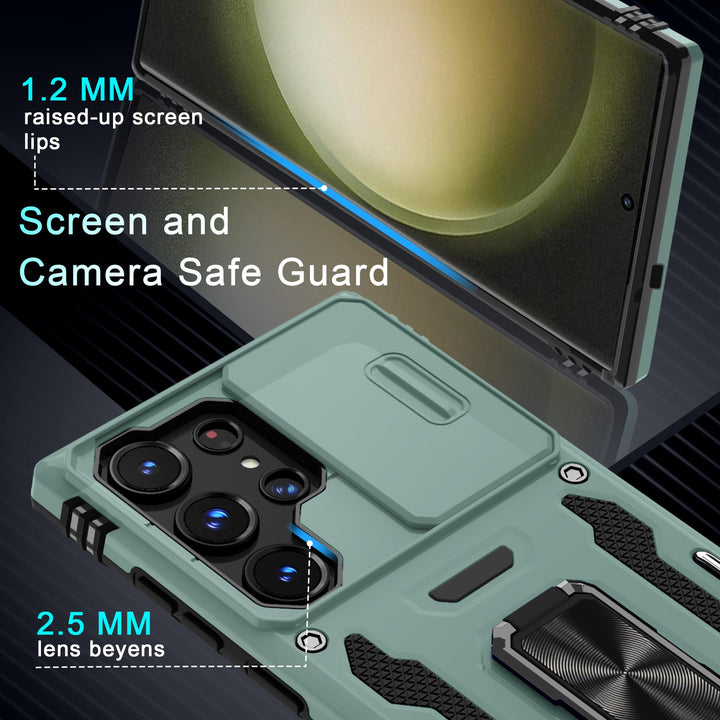 Deerlamn S23 Case: Slide Cover & Kickstand, Olive Green - DOKUTRONIX