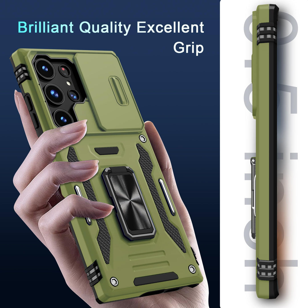 Deerlamn S23 Case: Slide Cover & Kickstand, Olive Green - DOKUTRONIX