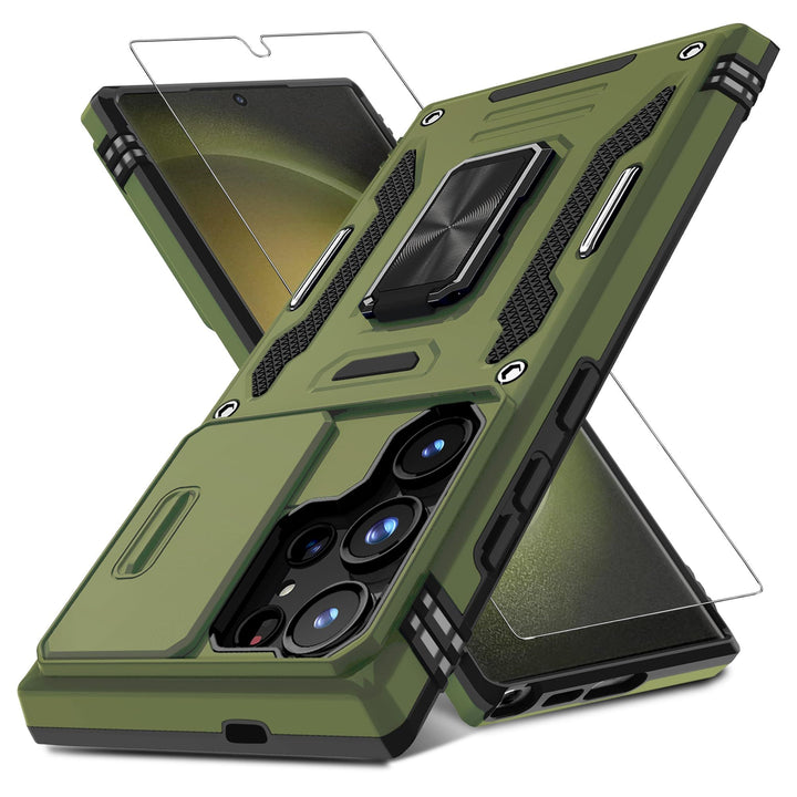 Deerlamn S23 Case: Slide Cover & Kickstand, Olive Green - DOKUTRONIX