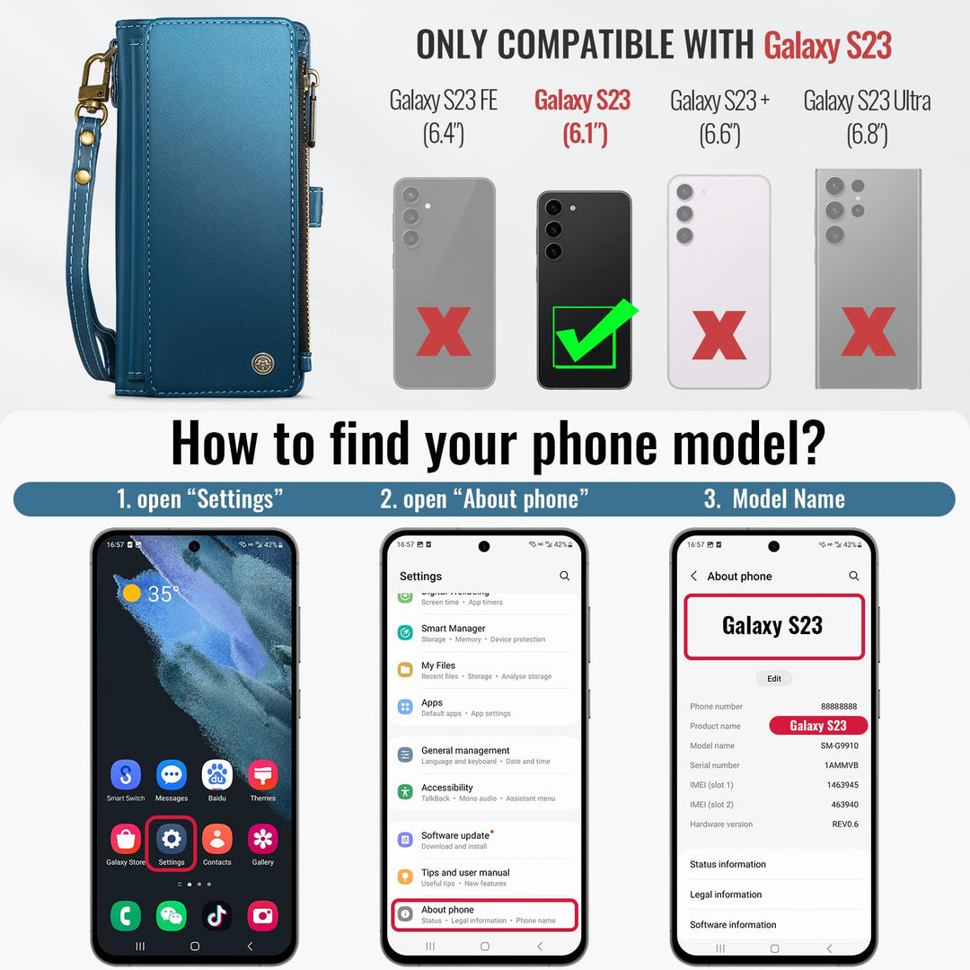 Defencase RFID Wallet Case for Galaxy S23 - Purple - DOKUTRONIX