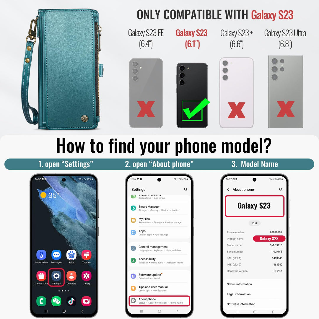 Defencase RFID Wallet Case for Galaxy S23 - Purple - DOKUTRONIX