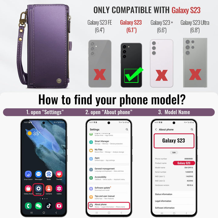 Defencase RFID Wallet Case for Galaxy S23 - Purple - DOKUTRONIX