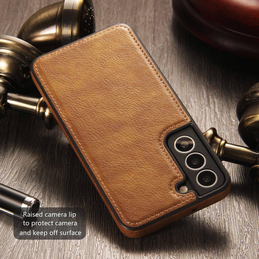 Galaxy S22 5G Leather Case - Luxury Business Design (Brown) - DOKUTRONIX