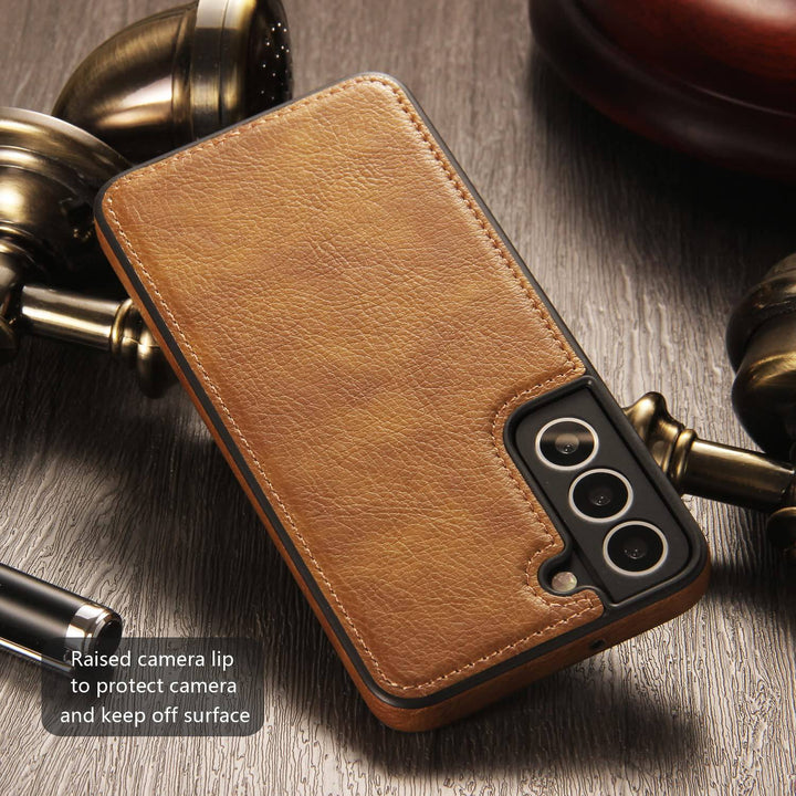 Galaxy S22 5G Leather Case - Luxury Business Design (Brown) - DOKUTRONIX